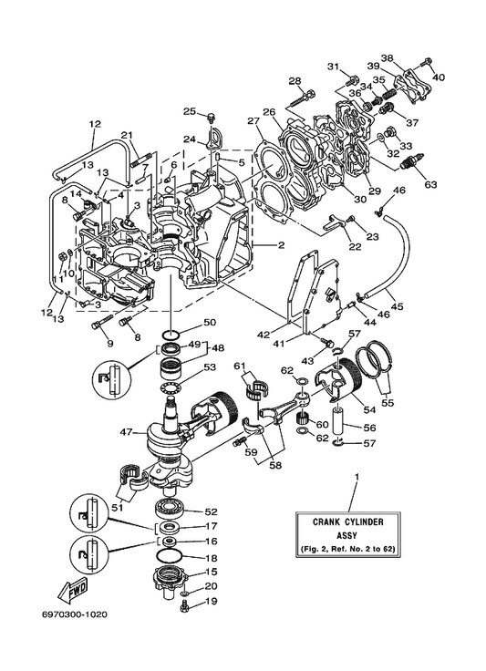 Yamaha 90201-10008 Washer, Plate — shown on the Cylinder & Crankcase parts diagram