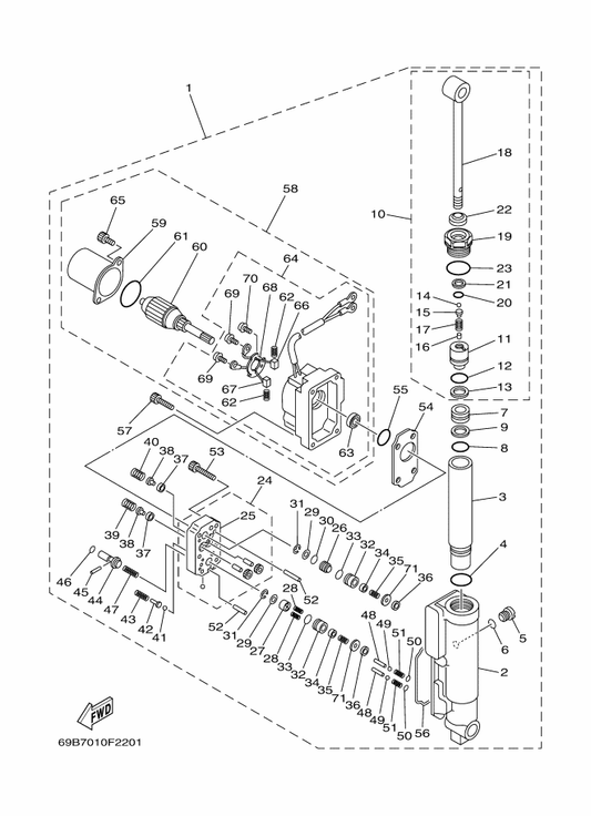 Yamaha 93210-27666 . O-Ring — shown on the Power Tilt Assy parts diagram