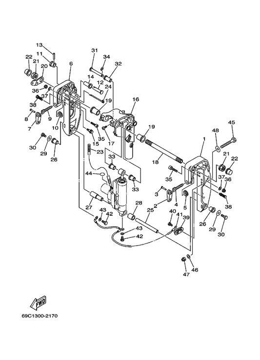 Yamaha 90465-13M97 . Clamp — shown on the Bracket 1 parts diagram