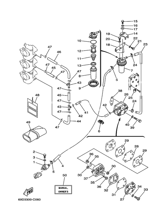 Yamaha 90464-10M59 Clamp — shown on the Fuel parts diagram