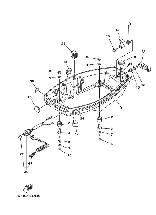 Yamaha 90387-08M25 Collar — shown on the Bottom Cowling parts diagram