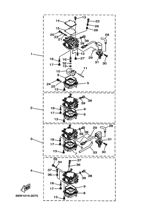 Yamaha 90430-08209 . Gasket — shown on the Carburetor parts diagram
