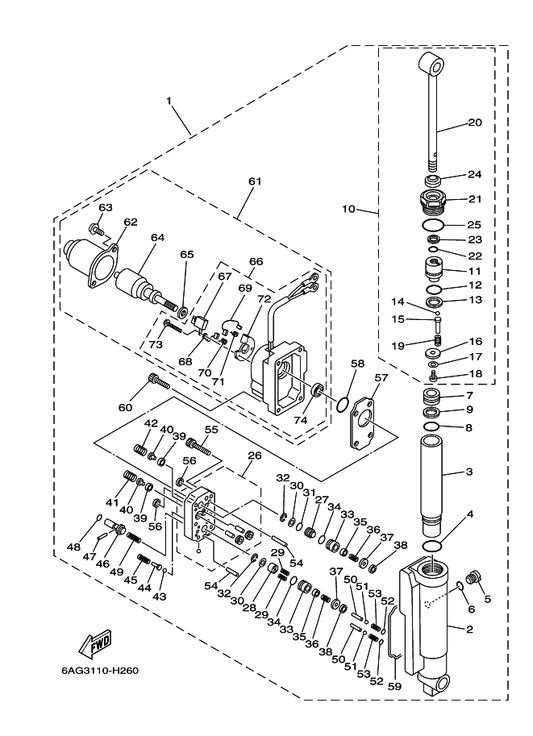 Yamaha 93210-24709 . . O-Ring — shown on the パワーチルトアセンブリ parts diagram