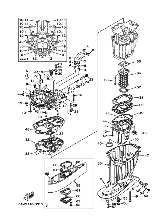 Yamaha 93210-28543 . O-Ring — shown on the Upper Casing parts diagram