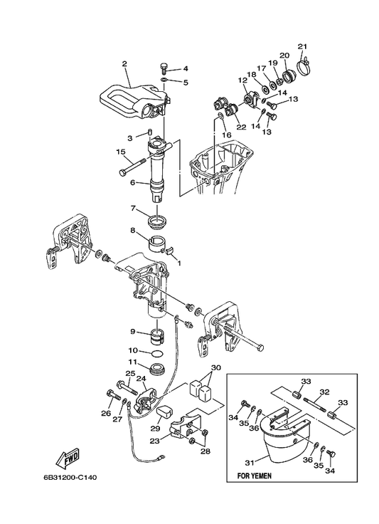 Yamaha 90170-08009 Nut — shown on the Bracket 2 parts diagram