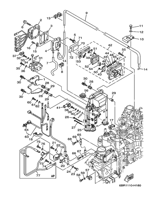 Yamaha 90464-09M21 Clamp — shown on the Electrical 2 parts diagram