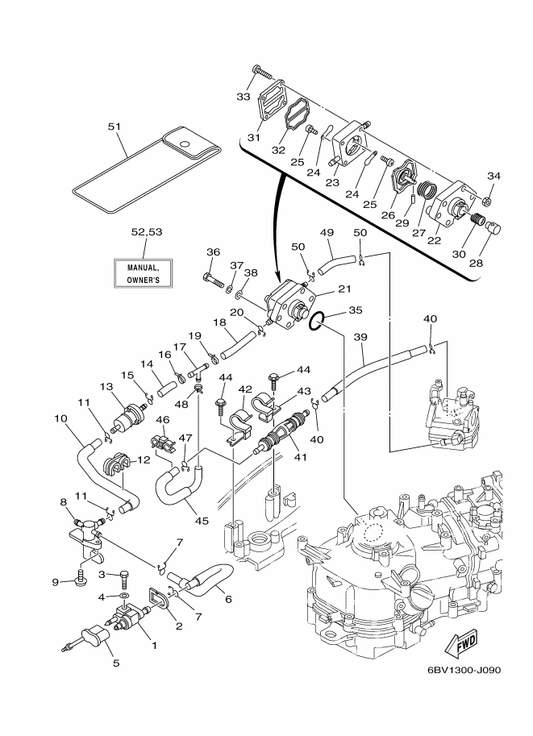 Yamaha 90464-12224 Clamp — shown on the Fuel 2 parts diagram
