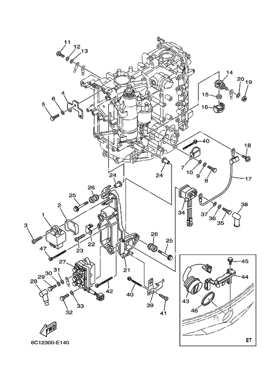 Yamaha 90179-08003 Nut — shown on the Electrical 2 parts diagram