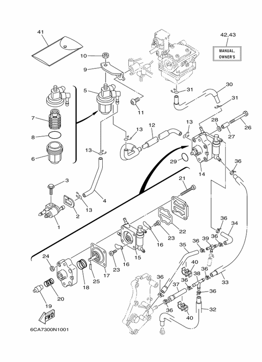 Yamaha 90464-09018 Clamp — shown on the Fuel parts diagram