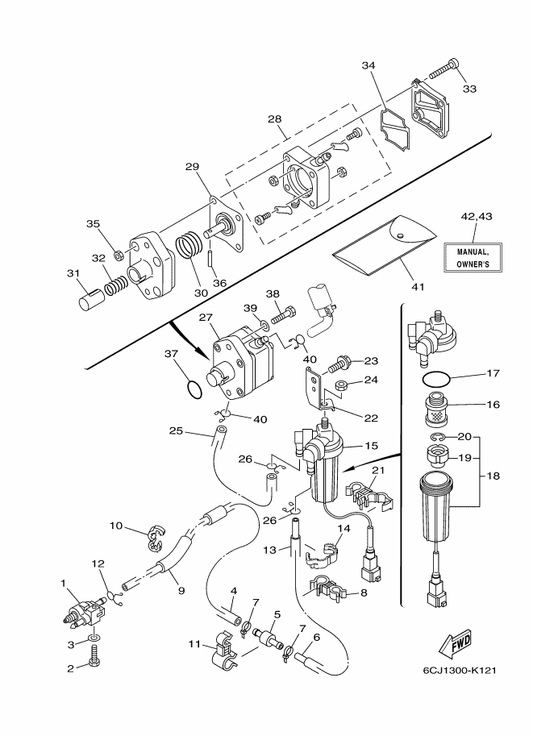 Yamaha 67F-24377-00 . Pipe, Joint 2 — shown on the Fuel parts diagram