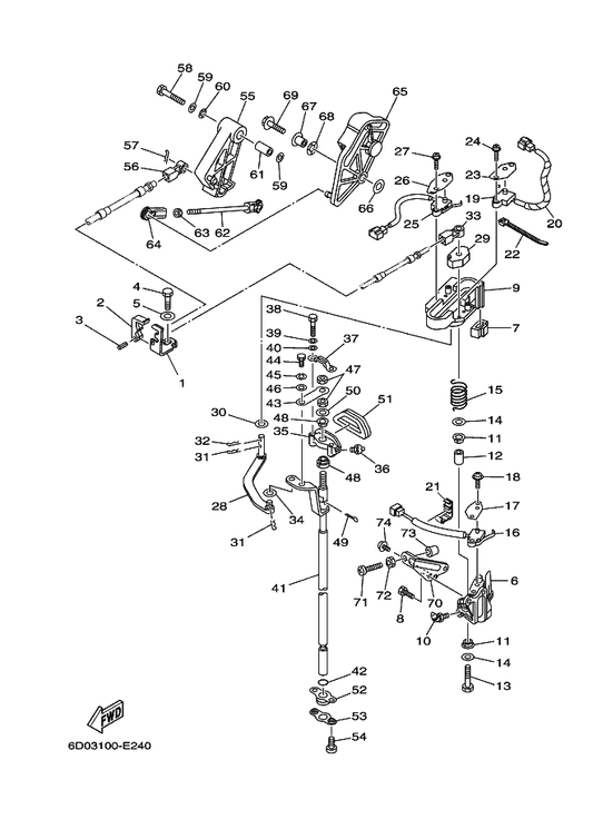 Yamaha 97013-08045 .Bolt — shown on the Control parts diagram