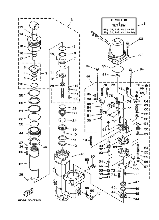 Yamaha 91312-05025 . Bolt — shown on the Power Trim & Tilt Assy 1 parts diagram