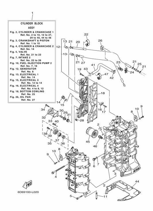 Yamaha 90464-11009 Clamp — shown on the Cylinder & Crankcase 1 parts diagram