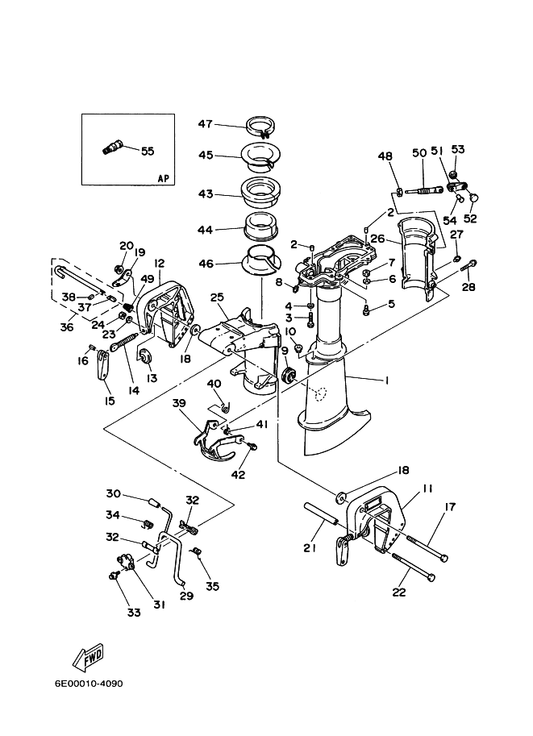 Yamaha 90201-08M03 Washer, Plate — shown on the Upper Casing & Bracket parts diagram