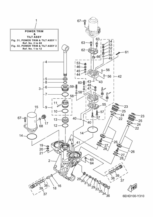 Yamaha 91312-04020 . Bolt, Hexagon Socket Head — shown on the Power Trim & Tilt Assy 1 parts diagram