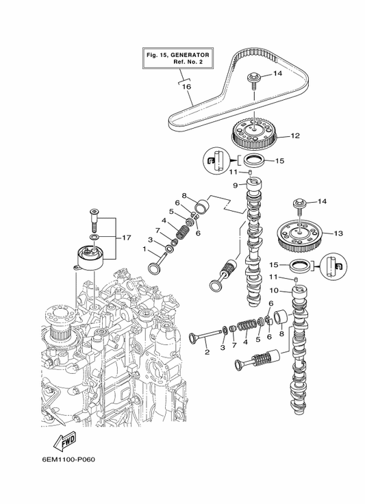 Yamaha 30X-12118-00 Cotter, Valve — shown on the Valve parts diagram
