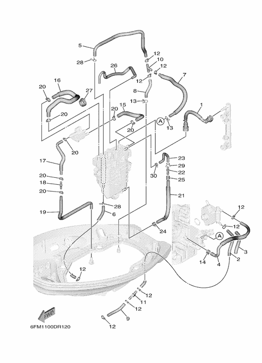 Yamaha 90445-09091 Hose — shown on the Fuel 2 parts diagram
