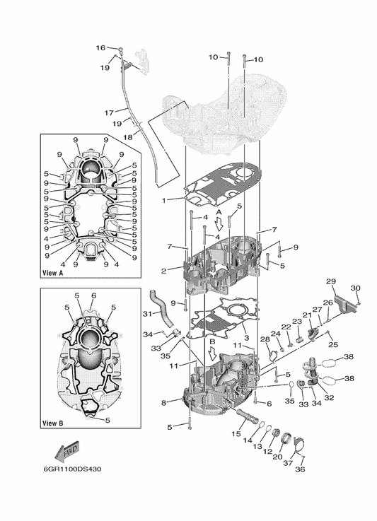 Yamaha 90464-66001 Clamp — shown on the Oil Pan parts diagram