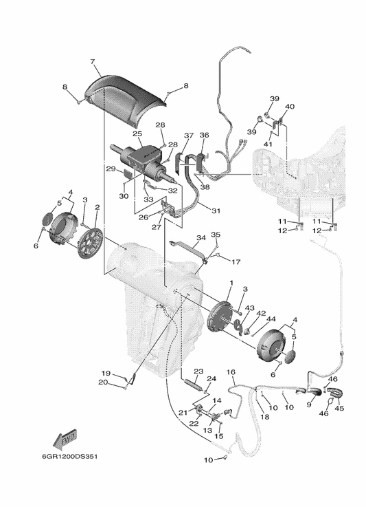 Yamaha 90464-55002 Clamp — shown on the Bracket 2 parts diagram