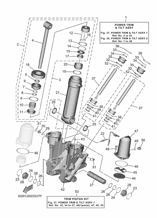Yamaha 90201-18029 . . Washer, Plate — shown on the Power Trim & Tilt Assy 1 parts diagram