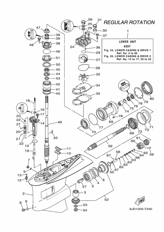 Yamaha 90201-35015 Washer, Plate — shown on the Lower Casing & Drive 1 parts diagram