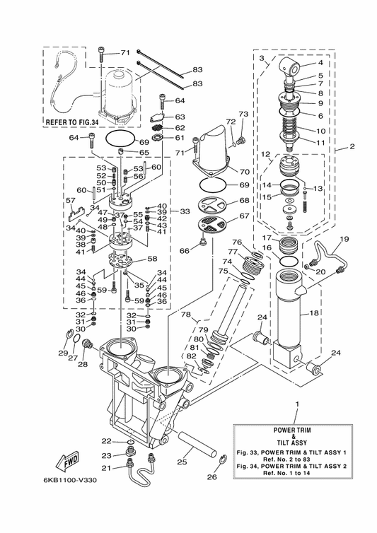 Yamaha 93210-66001 O-Ring — shown on the Power Trim & Tilt Assy 1 parts diagram