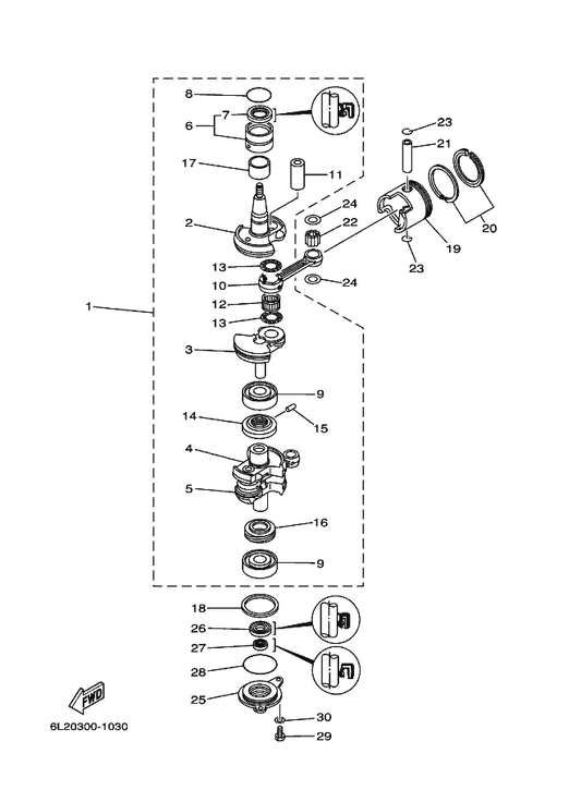 Yamaha 6L2-11412-00 . Crank 1 — shown on the Crankshaft & Piston parts diagram