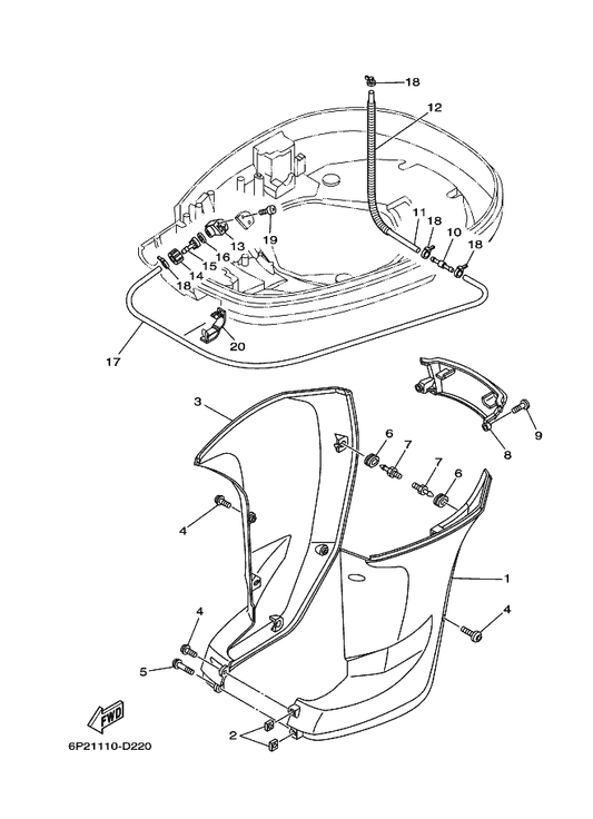 Yamaha 90111-06142 Bolt, Hexagon Socket Button — shown on the Bottom Cowling 2 parts diagram