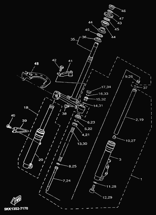 Yamaha 5AD-F3102-00-3C Front Fork Assy (L.H) — shown on the Front Fork parts diagram