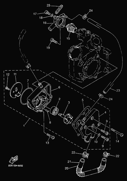 Yamaha 5DS-E2428-00 . Gasket, Housing Cover 2 — shown on the Water Pump parts diagram