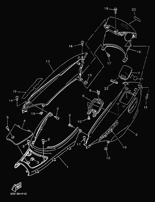 Yamaha 5DS-F1716-00 Lid, Side Cover — shown on the Side Cover parts diagram