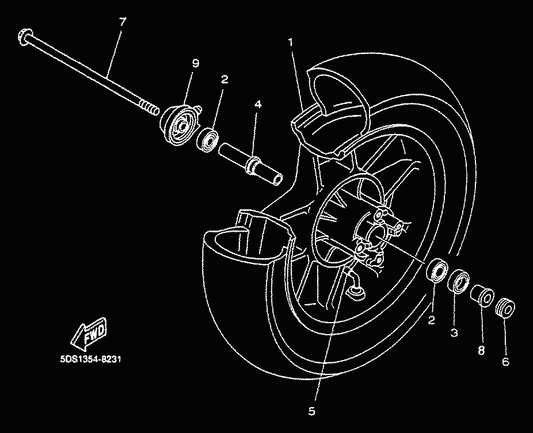Yamaha 5DS-F5190-00 Gear Unit Assy — shown on the Front Wheel parts diagram