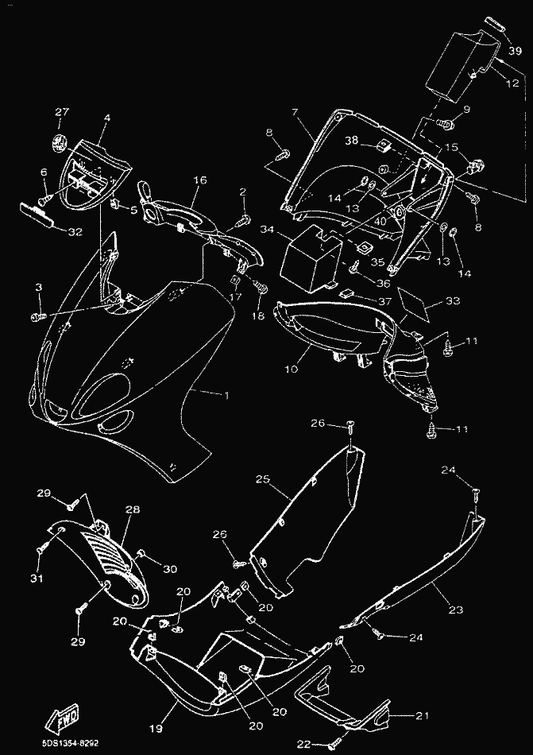 Yamaha 90159-06X00 Screw, With Washer — shown on the Cowling 1 parts diagram