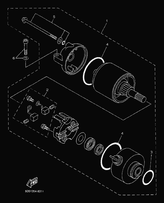 Yamaha 5DS-81800-00 Starting Motor Assy — shown on the Starting Motor parts diagram