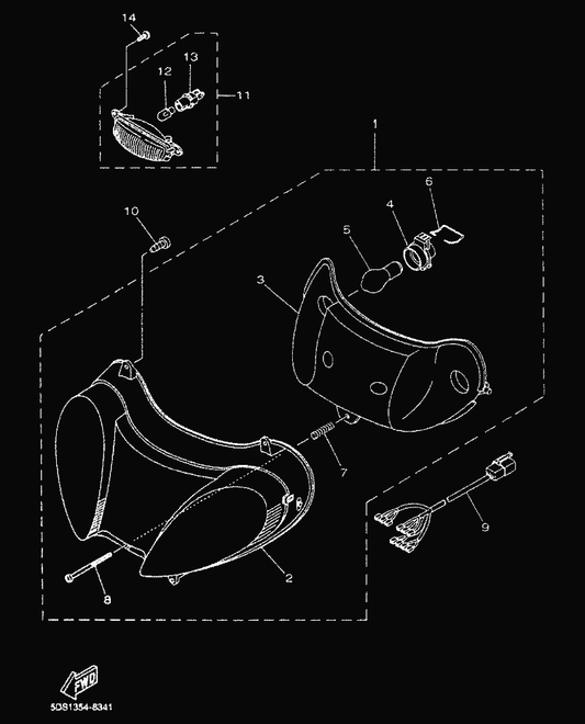 Yamaha 5DU-H4112-00 . Socket — shown on the Headlight parts diagram