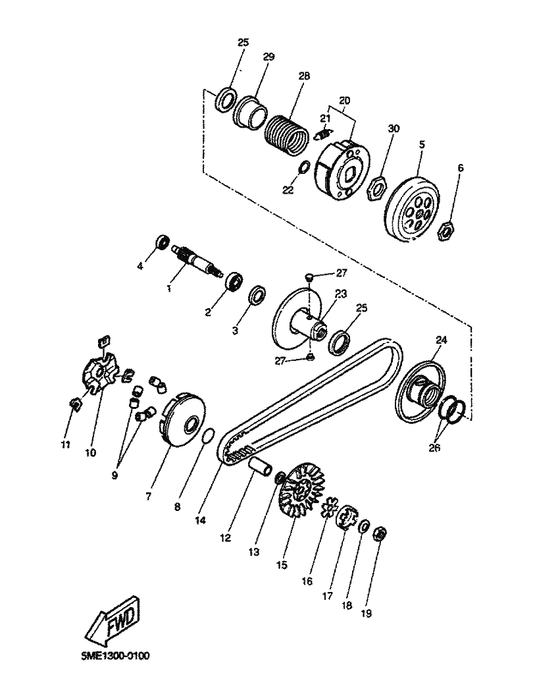 Yamaha 90201-166L3 Washer, Plate — shown on the Clutch parts diagram