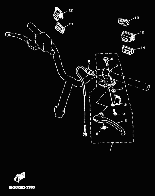 Yamaha 5AD-H3976-10 Switch, Handle 1 — shown on the Handle Switch & Lever parts diagram