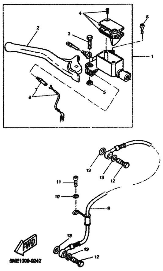 Yamaha 5ME-H3922-00 . Lever 2 — shown on the Front Master Cylinder parts diagram