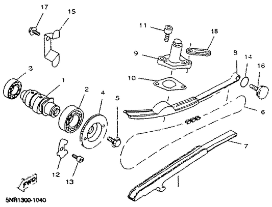 Yamaha 90105-08825 Bolt, Flange — shown on the Camshaft & Chain parts diagram