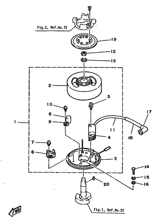 Yamaha 110-81346-21 . Screw, Pan Head — shown on the Flywheel Housing parts diagram