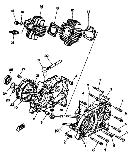 Yamaha 90340-12005 Plug, Straight Screw — shown on the Cylinder & Crankcase parts diagram