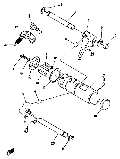 Yamaha 132-18140-01 Stopper Lever Assy — shown on the Shifter parts diagram