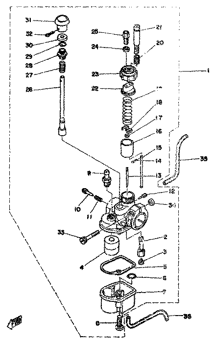 Yamaha 127-14134-00 . Spring, Air Adjusting — shown on the Carburetor parts diagram