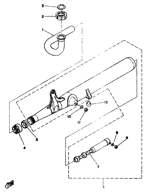 Yamaha 1M3-27114-00 Stopper, Main Stand — shown on the Exhaust parts diagram