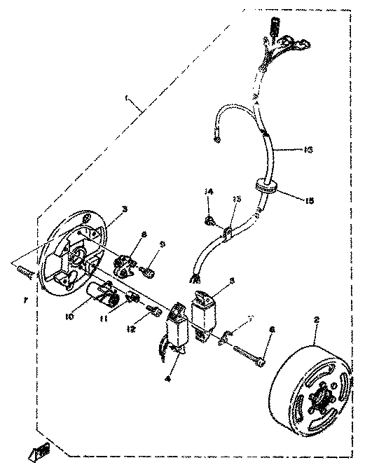 Yamaha 1K8-81325-20 . Condenser 1 — shown on the Flywheel Housing parts diagram