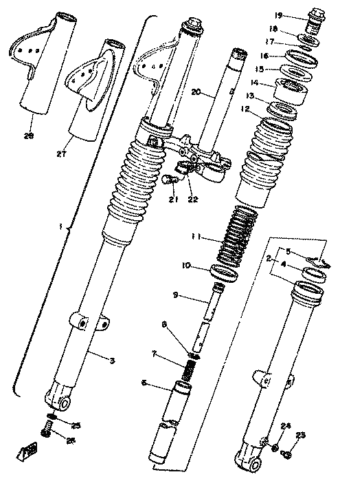 Yamaha 1Y1-23122-00 . Cover, Outer 1 — shown on the Front Fork parts diagram