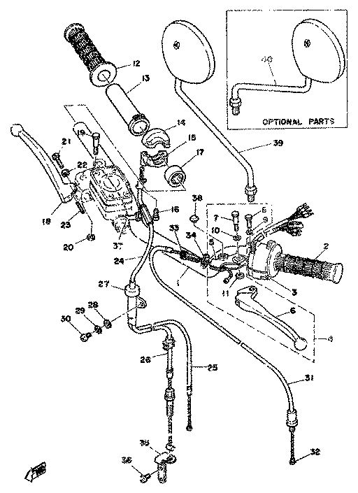 Yamaha 341-82911-00 . Holder, Lever 1 — shown on the Steering-Cables parts diagram