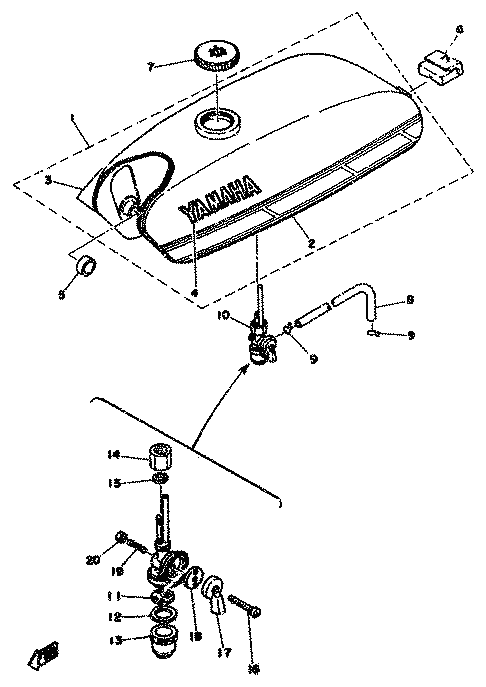 Yamaha 122-24181-00 Damper, Locating 1 — shown on the Fuel Tank parts diagram