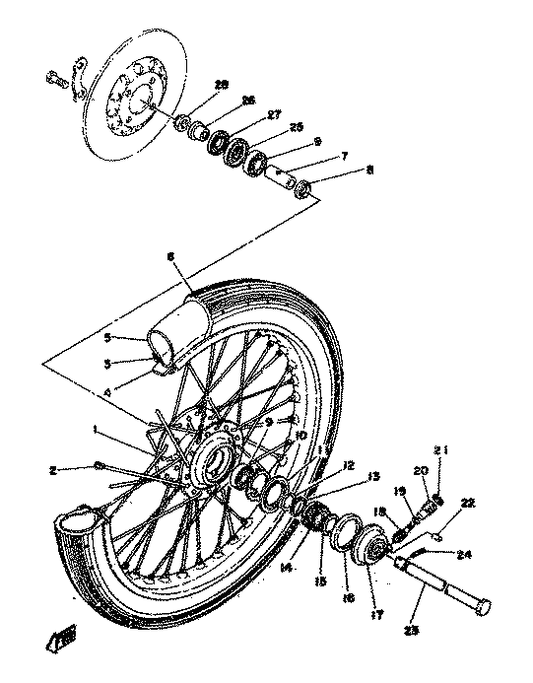 Yamaha 91609-20014 Pin, Spring — shown on the Front Wheel parts diagram
