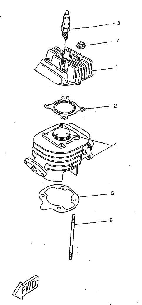 Yamaha 90116-06418 Bolt, Stud — shown on the Cylinder parts diagram
